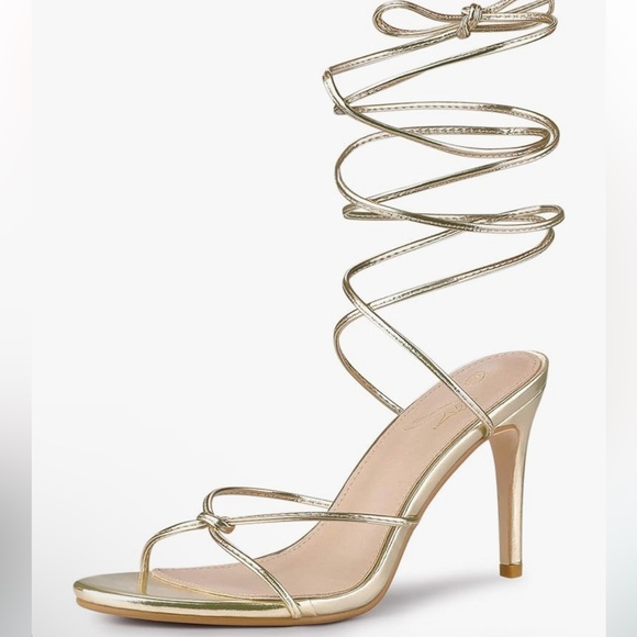 Perphy Lace Up Slingback Strappy Stiletto Heels Sandals - Picture 4 of 4